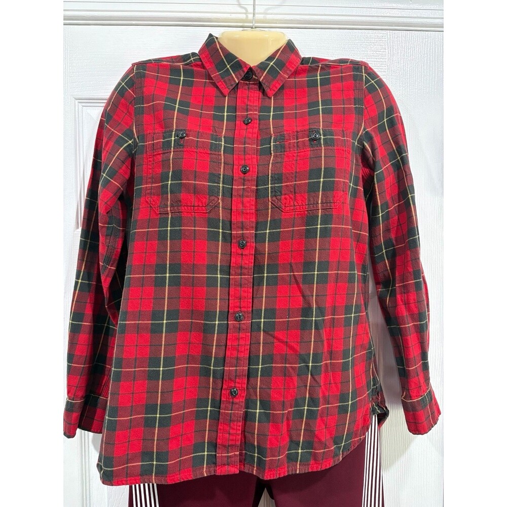 Lauren Ralph Lauren Womens PS Red Black Plaid Flannel Shirt 100% Cotton